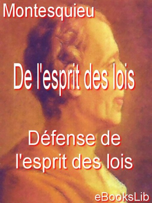 Cover image for De l'esprit des lois - Défense de l'esprit des lois